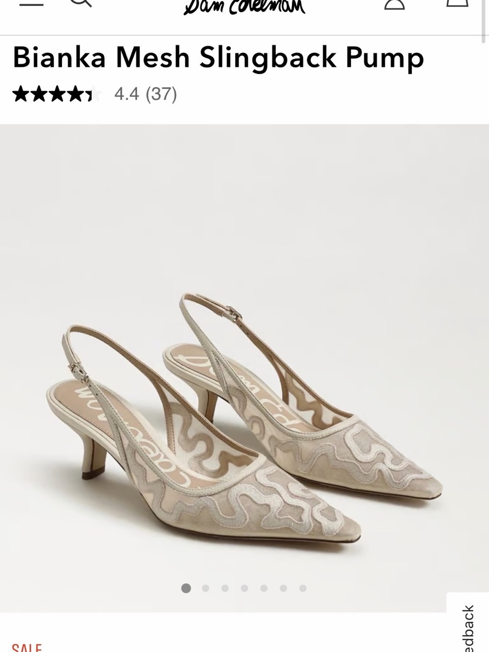 Sam Edelman Bianka Mesh Slingback Pump in Ivory